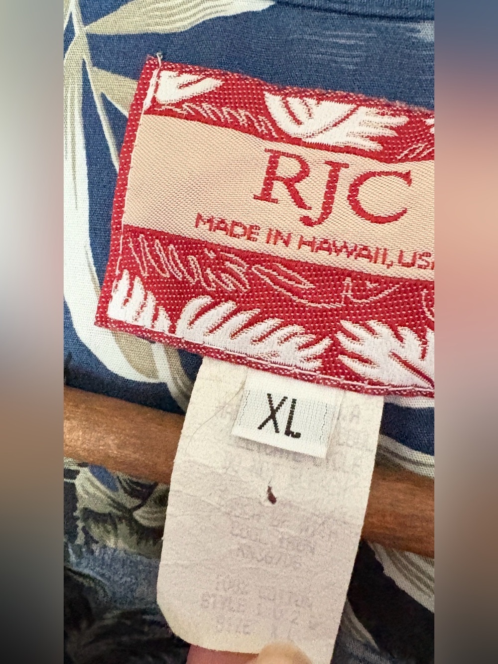 vintage RJC blue Hawaiian Aloha button down shirt tropical palm leaves XL EUC - Picture 14 of 14